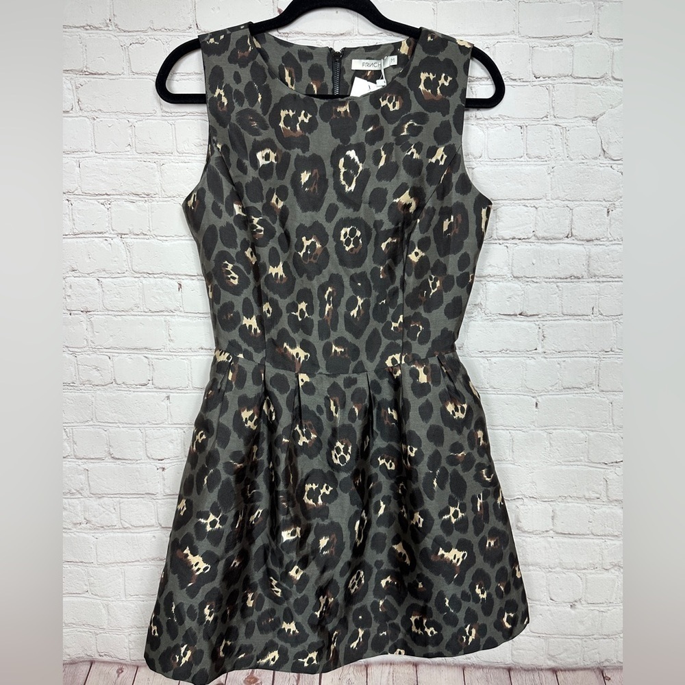 FRNCH viscose blend leopard print A-line sleeveless dress, sz M, NWT $74